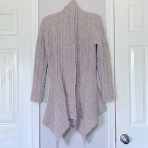 Classic Alpaca Clothing Tan-Beige Open Front Draped Cardigan Wool Lagenlook M
